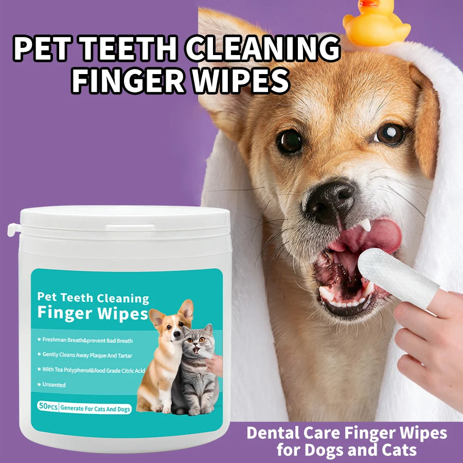 Lingettes nettoyantes dents et oreilles pour chien et chat